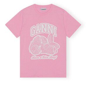 Ganni Raspberry Have A Nice Day T-shirt